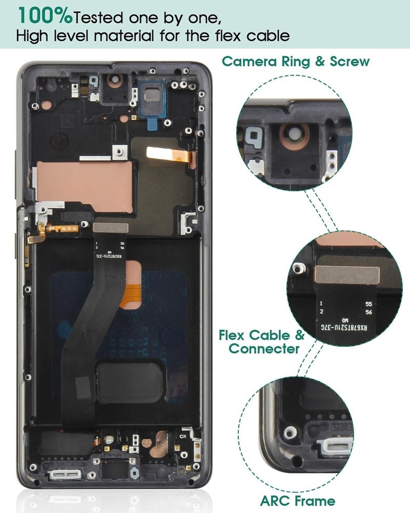 SRJTEK OLED for Samsung Galaxy S21 Ultra 5G Screen Replacement for LCD for Samsung S21 Ultra 5G Display for SM-G998U SM-G998b/DS Ddigitizer Replacement Touch Screen Repair Part (Phantom Black) - Image 3